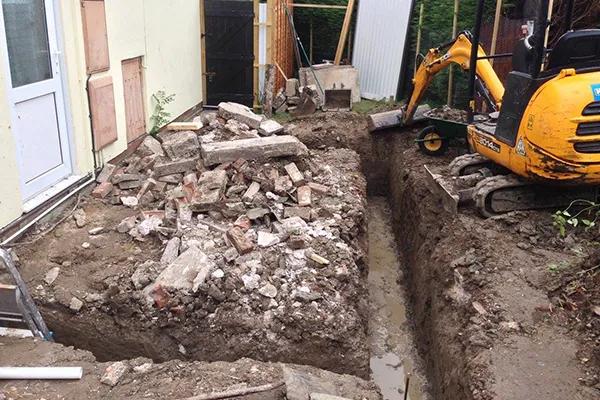 An image of some house foundations being dug